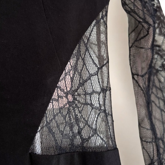 Y2K Julian Joyce Mandalay Goth Spider Web Lace Long Sleeve Dress Halloween Gown - Picture 5 of 9